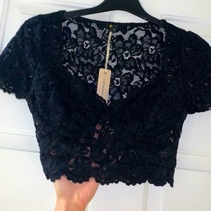 Elegant Black Lace Crop Top